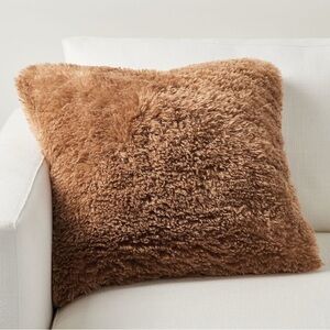 Set of 2 Pottery Barn Dream Faux Fur Brown Pillow Cover, 20" x 20"